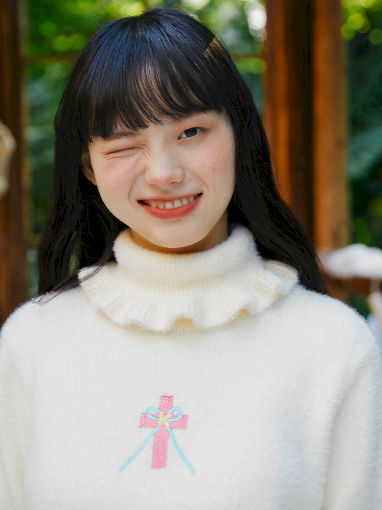 Turtleneck Lapel Lace Sweater【s0000004653】