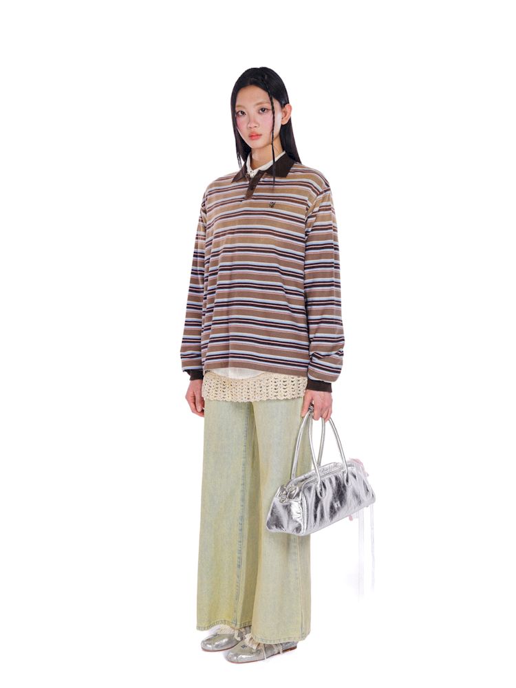 POLO Neck Embroidered Label Long Sleeve T-Shirt【s0000008585】