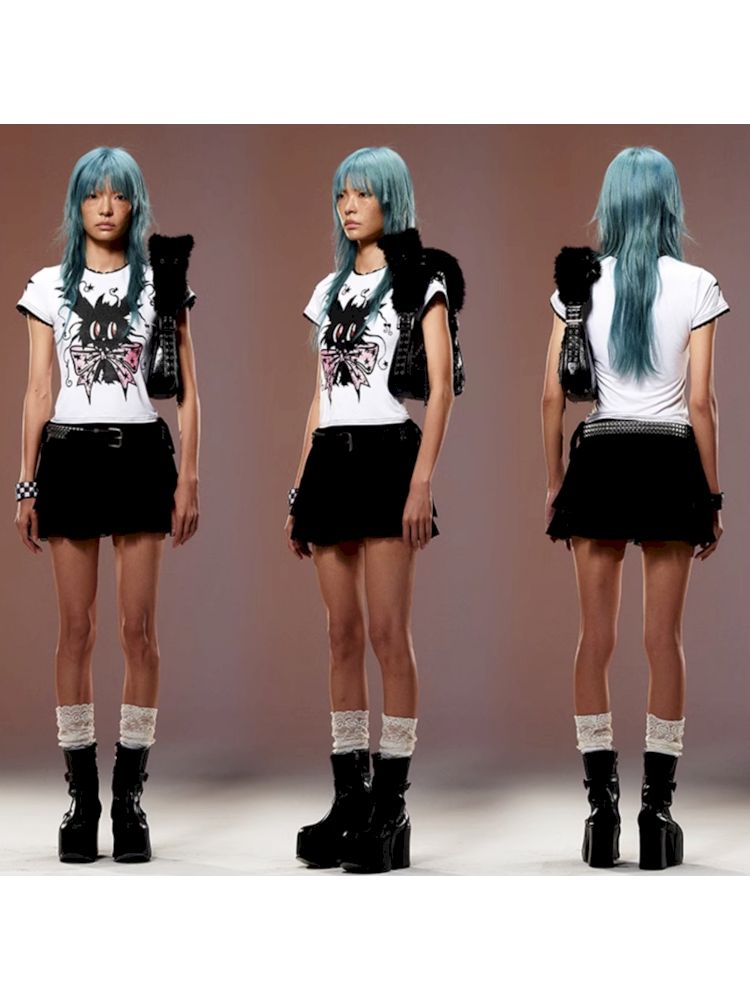 Magic Bunny Glitter Print T-Shirt【s0000008979】