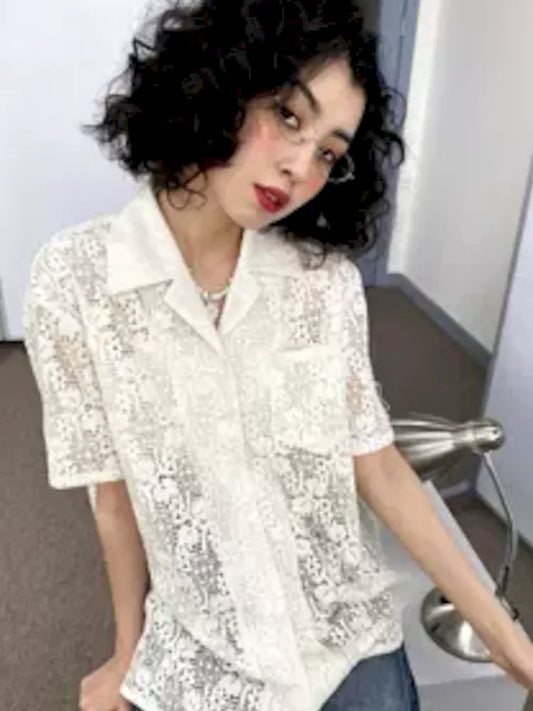 Lace Short Sleeve Blouse【s0000008838】