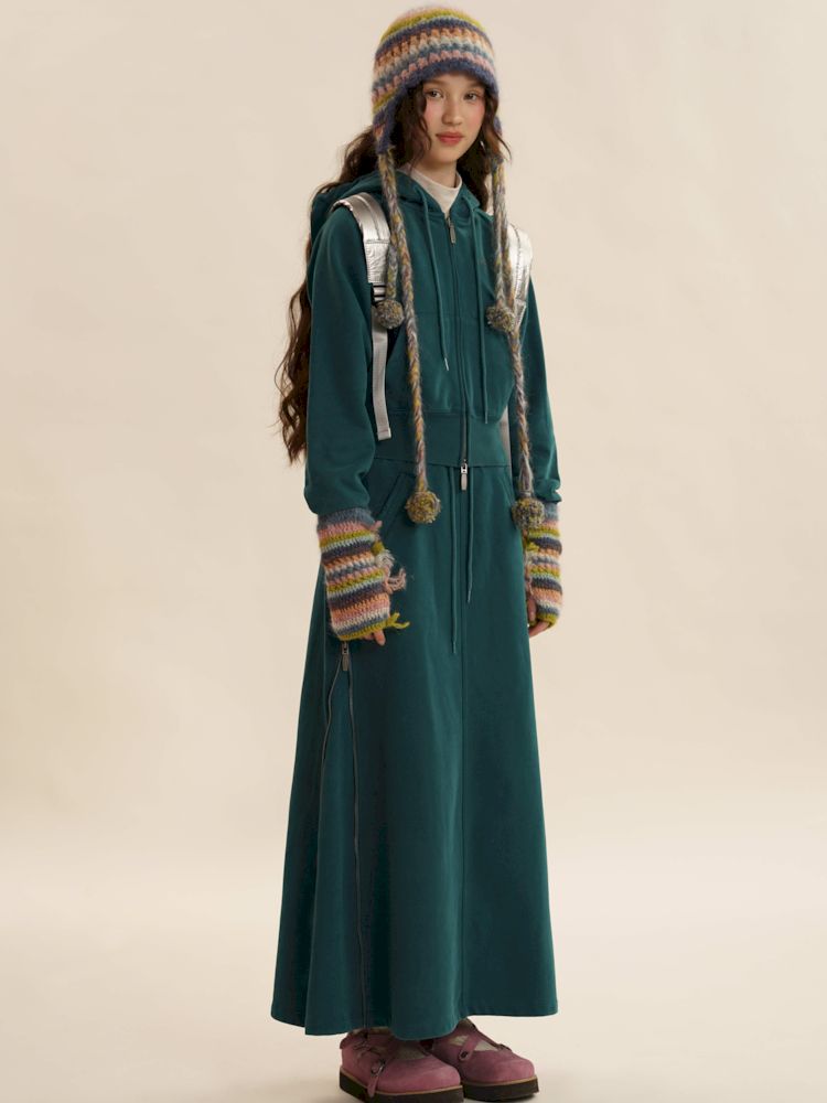 Slit Zipper A-line Sweatshirt Set【s0000006004】