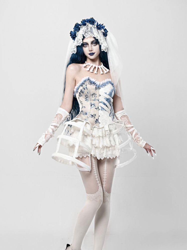 Gothic Ribbed Lace Corset Dress【s0000010034】