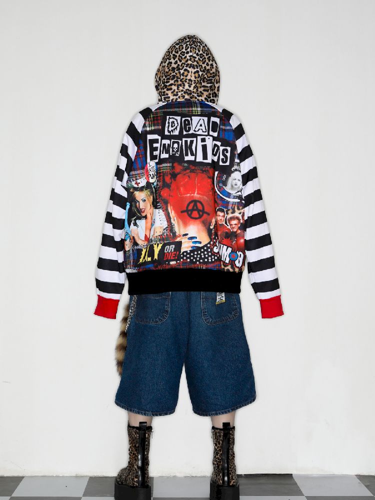 American punk leopard print Zipper Sweatshirt Jacket【s0000010272】