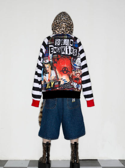 American punk leopard print Zipper Sweatshirt Jacket【s0000010272】