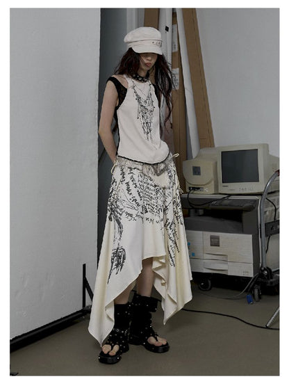 Fake Two Piece Clashing Fringe Patchwork Vest【s0000009389】