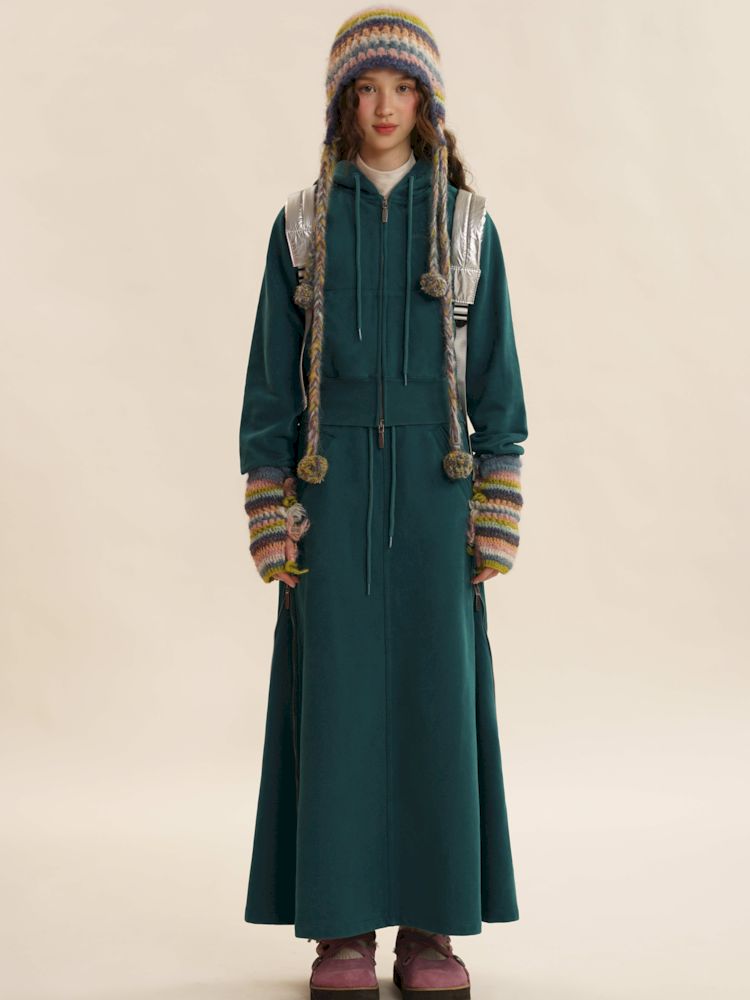 Slit Zipper A-line Sweatshirt Set【s0000006004】