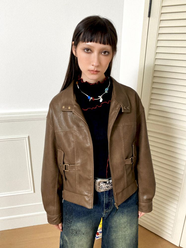 Brown Leather Jacket【s0000010090】