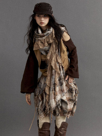 Patchwork Irregular Tassel Long Scarf【s0000010316】