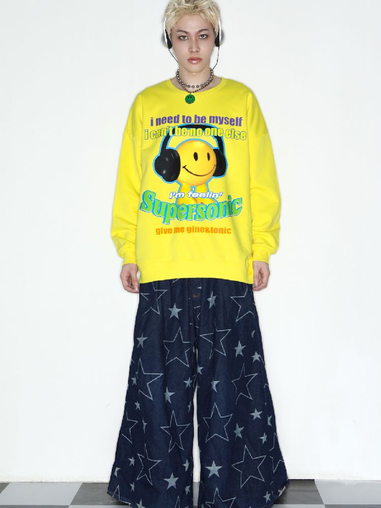 American Casual Street Smiley Loose Pullover【s0000010265】
