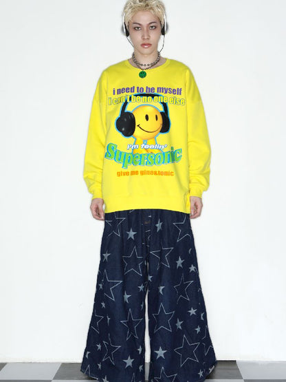 American Casual Street Smiley Loose Pullover【s0000010265】