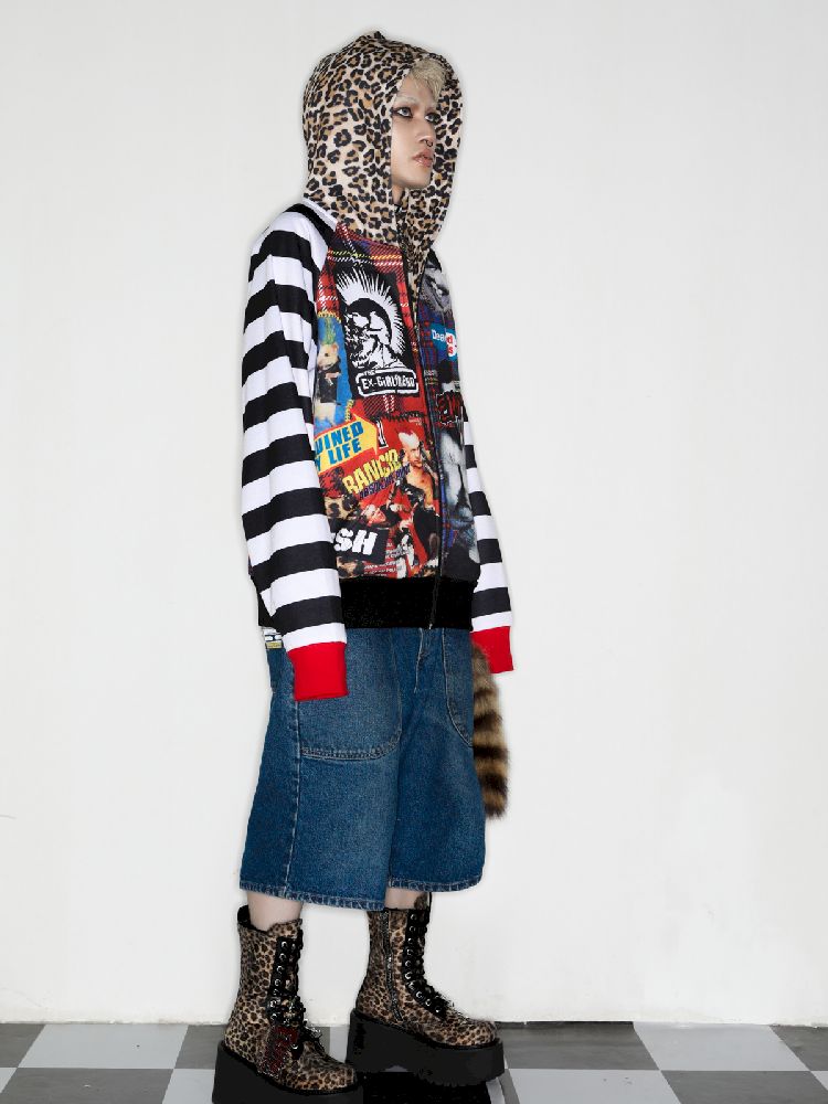 American punk leopard print Zipper Sweatshirt Jacket【s0000010272】