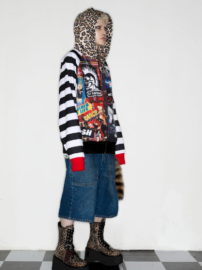 American punk leopard print Zipper Sweatshirt Jacket【s0000010272】