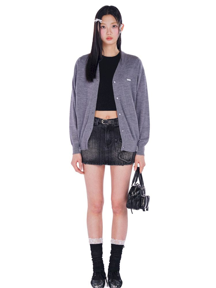 Long soft feeling V-neck knitted cardigan【s0000008606】