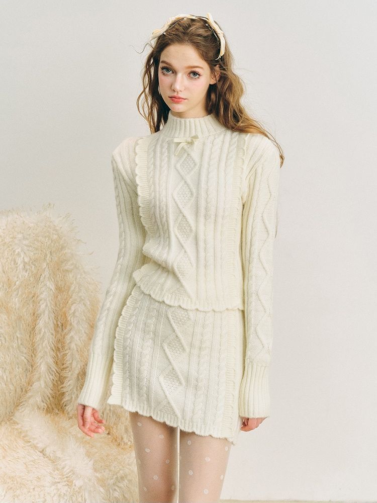 Knit Lace Set Soft Twist Sweater【s0000005282】