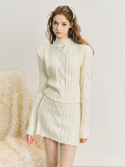 Knit Lace Set Soft Twist Sweater【s0000005282】