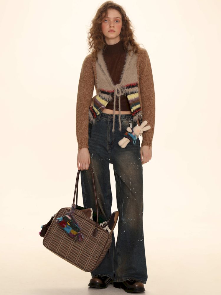 Mixed yarn interweaving stripes sweater【s0000006008】