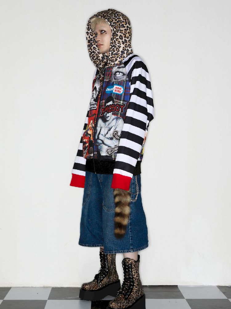 American punk leopard print Zipper Sweatshirt Jacket【s0000010272】