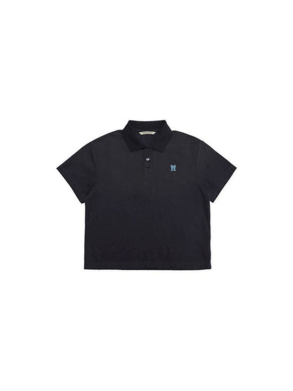 Butterfly M Embroidery Hole Breaking Short Sleeve Polo Shirt【s0000008659】