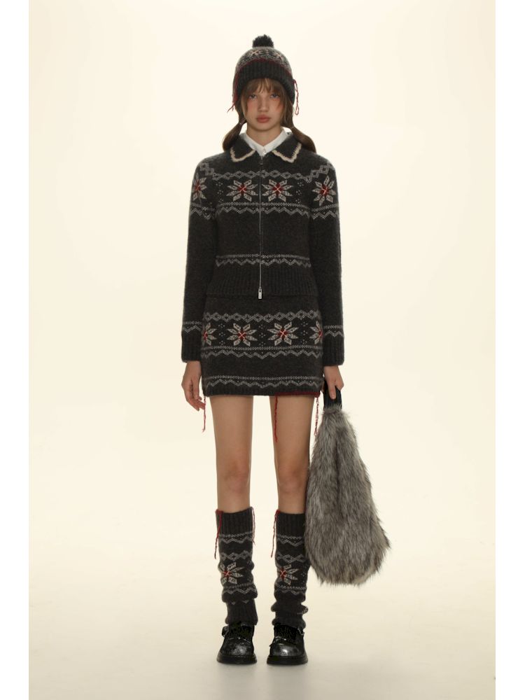 Tassel Zipper Sweater Knit Cardigan Set【s0000006011】