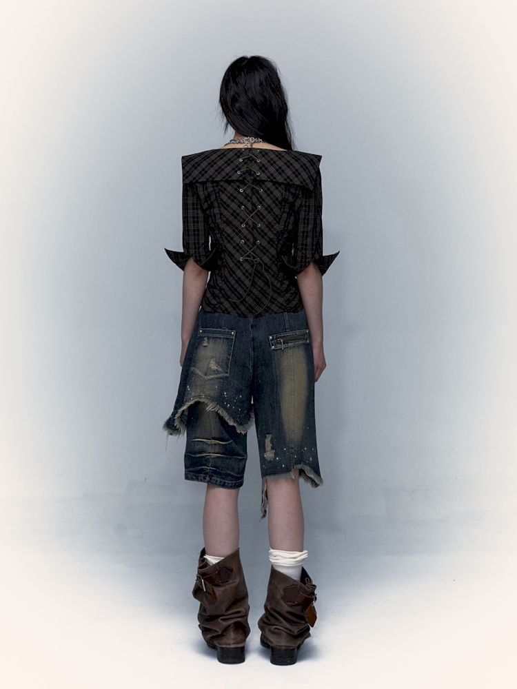 Punk street washed and worn wide-leg jeans【s0000008127】