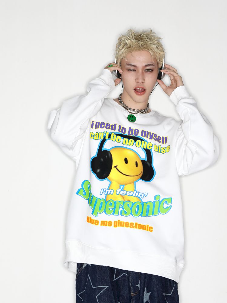 American Casual Street Smiley Loose Pullover【s0000010265】