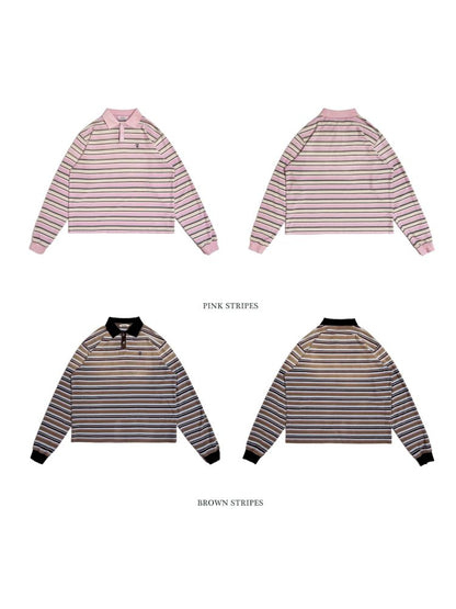 POLO Neck Embroidered Label Long Sleeve T-Shirt【s0000008585】