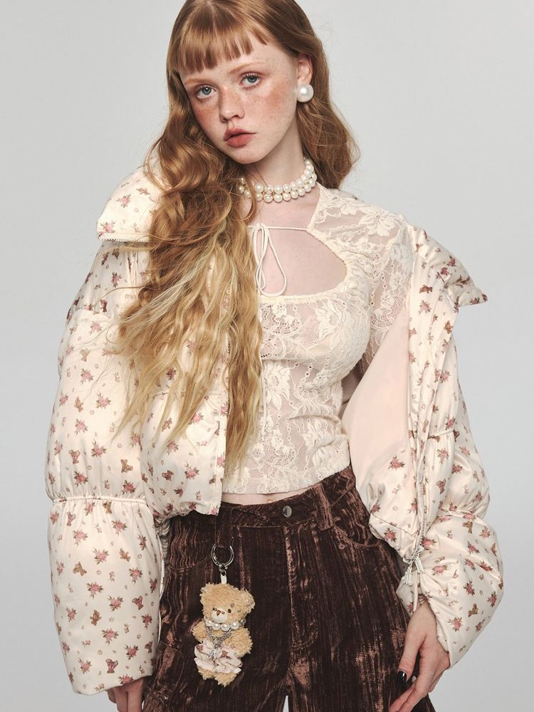 Down floral down jacket【s0000004748】