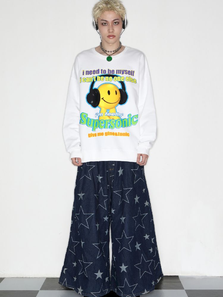 American Casual Street Smiley Loose Pullover【s0000010265】