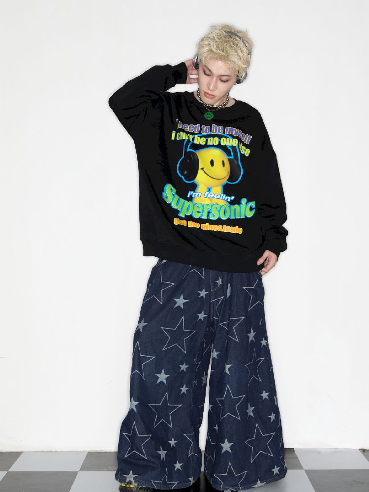 American Casual Street Smiley Loose Pullover【s0000010265】