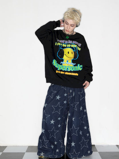 American Casual Street Smiley Loose Pullover【s0000010265】
