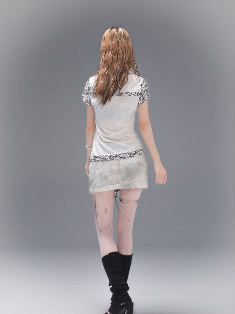 Polo Neck Collision Color Short Sleeve Top【s0000008468】