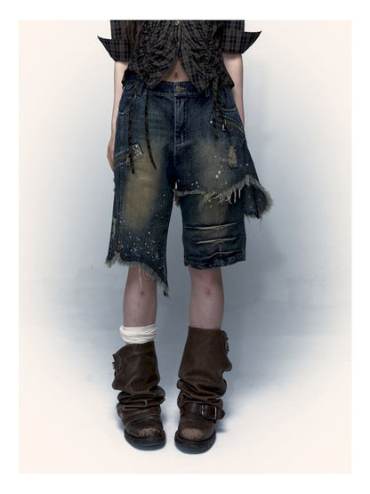 Punk street washed and worn wide-leg jeans【s0000008127】