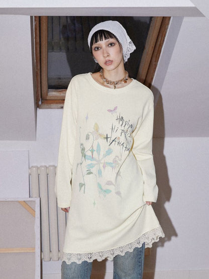 Printed Loose Casual Long Sleeve T-Shirt Dress【s0000010098】
