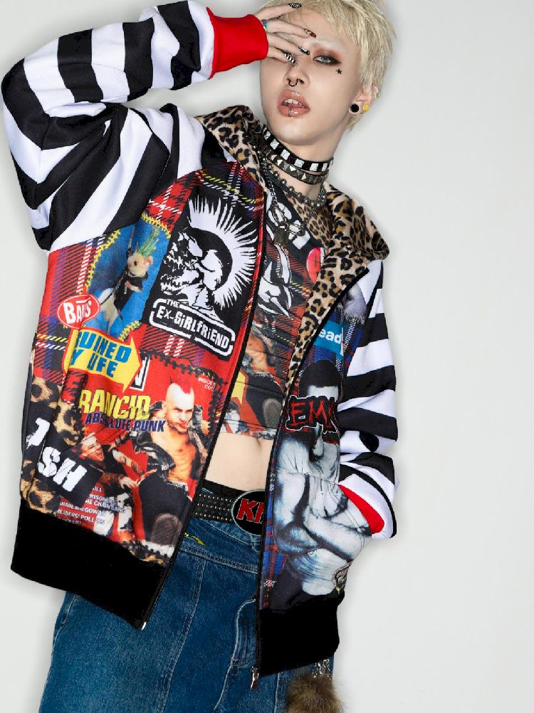 American punk leopard print Zipper Sweatshirt Jacket【s0000010272】