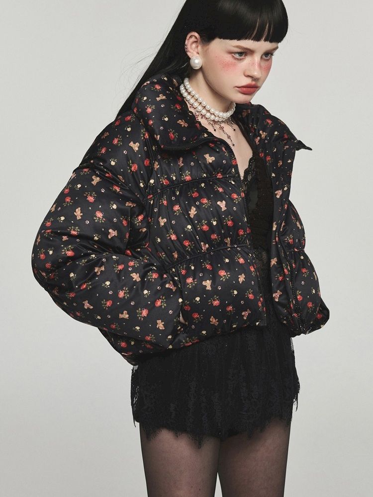 Down floral down jacket【s0000004748】