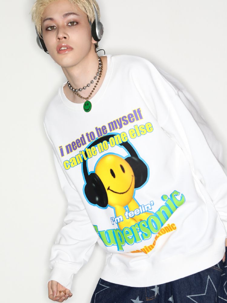 American Casual Street Smiley Loose Pullover【s0000010265】