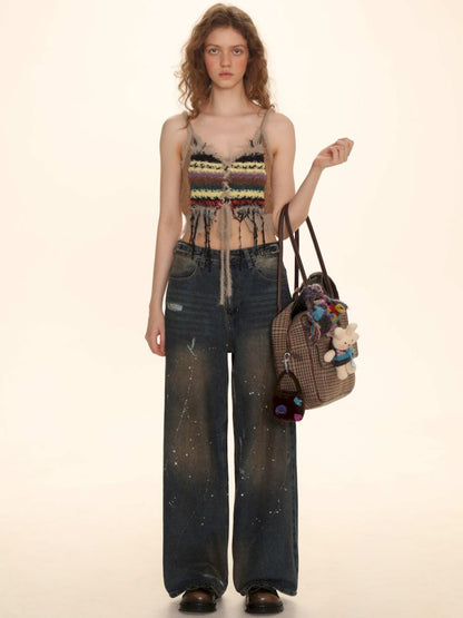 Mixed yarn interweaving stripes sweater【s0000006008】