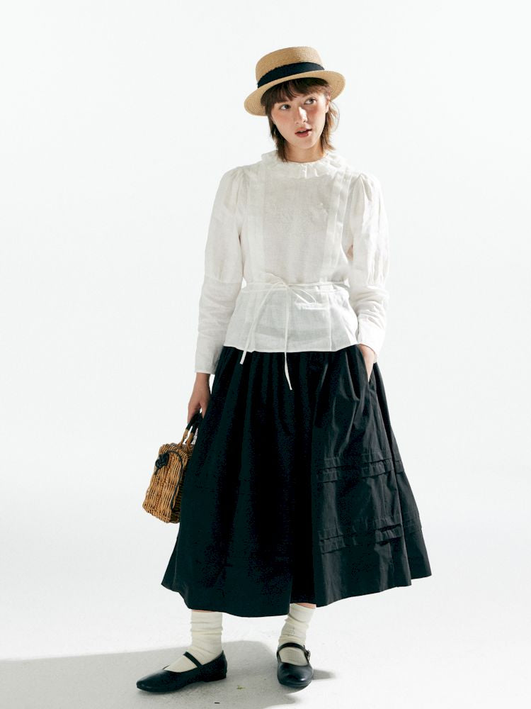 Lamb Leg Sleeve 100% Linen Shirt【s0000007643】