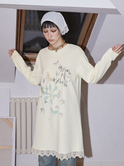 Printed Loose Casual Long Sleeve T-Shirt Dress【s0000010098】