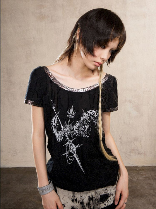 Stamped Printed Backless Top【s0000009479】