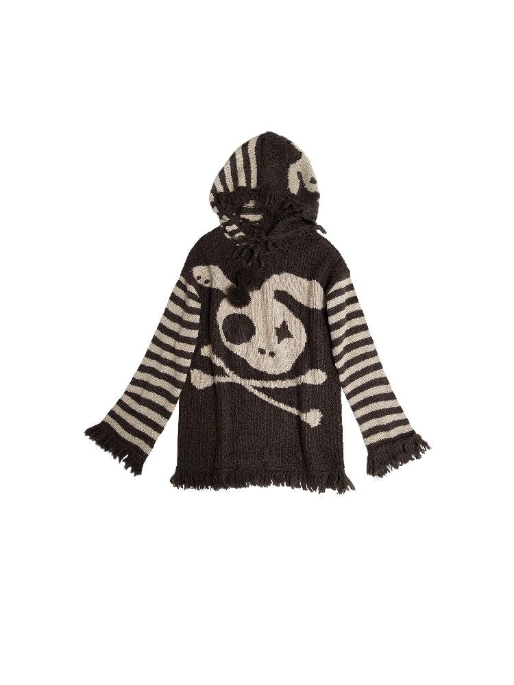 Skull rabbit loose knit hooded sweatshirt【s0000005008】