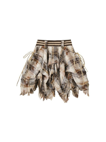 Plaid Irregular Pom Pom Halter Skirt【s0000010318】