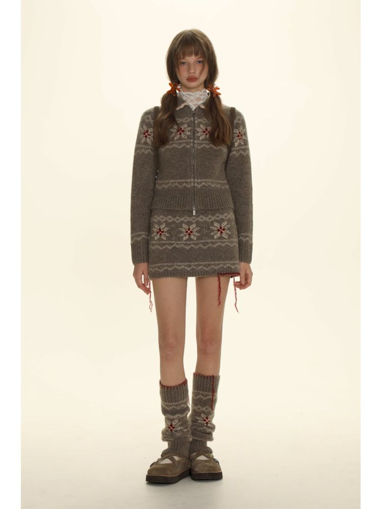 Tassel Zipper Sweater Knit Cardigan Set【s0000006011】