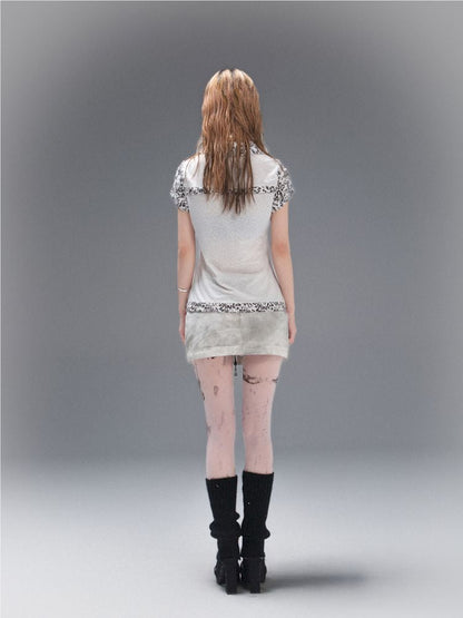 Polo Neck Collision Color Short Sleeve Top【s0000008468】