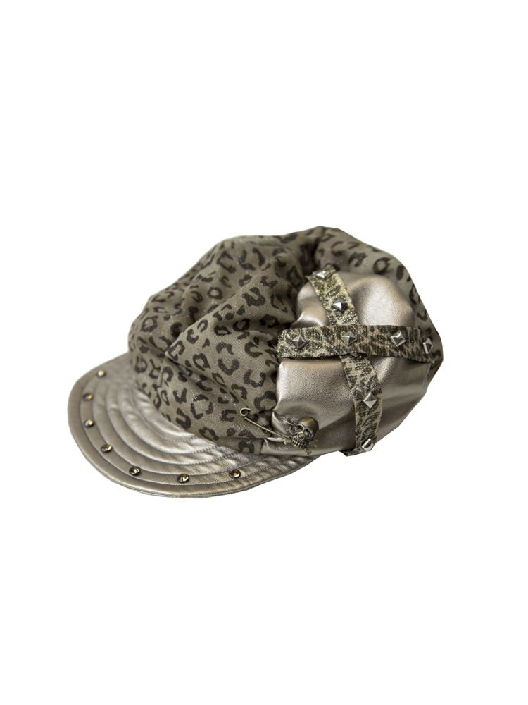 Punk Leopard Print Splicing Rivets Beret【s0000008999】