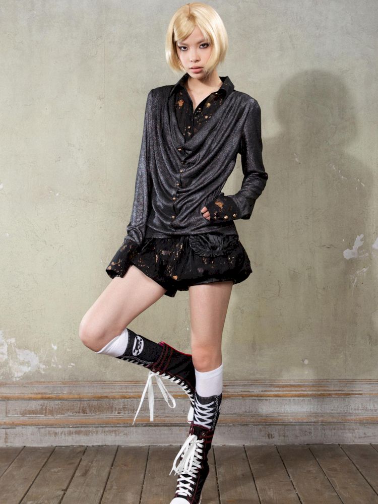 Patchwork Long Sleeve Shirt【s0000009923】