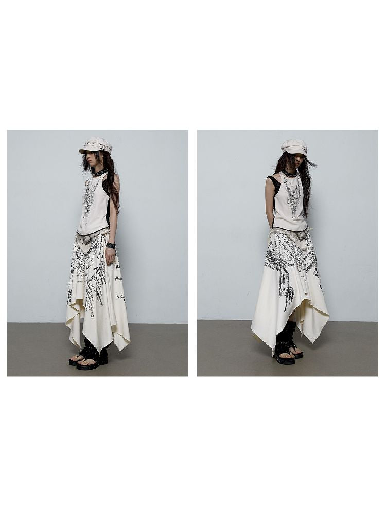 Fake Two Piece Clashing Fringe Patchwork Vest【s0000009389】