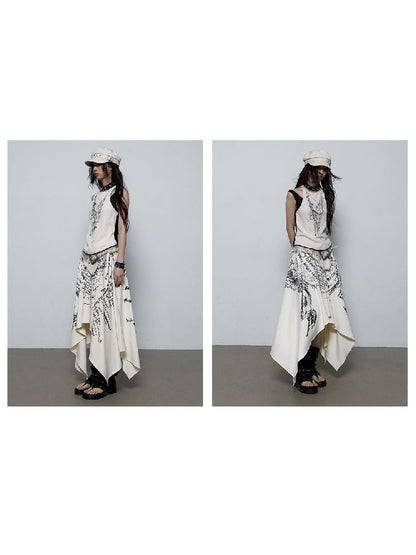 Fake Two Piece Clashing Fringe Patchwork Vest【s0000009389】