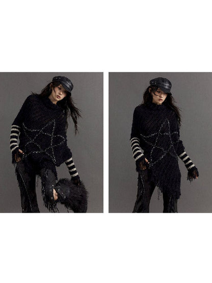 Pentagram Stripe Loose Knit Sweater【s0000010320】