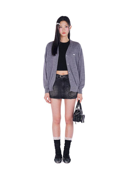 Long soft feeling V-neck knitted cardigan【s0000008606】